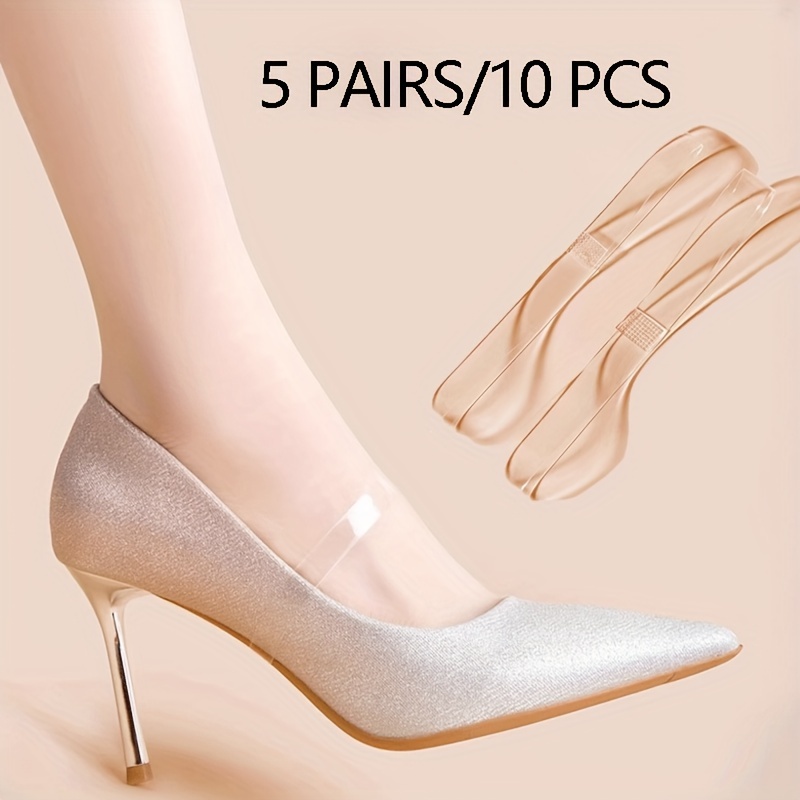 Get 5 Pairs of Transparent Invisible Heels Binding Straps – Anti-slip, non-squeezing, and perfect for preventing heel fall in high heels. Discreet, comfy, and secure!