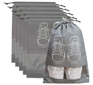 Get 6PCS Portable Shoe Storage Bags – reusable, dustproof, and perfect for travel or home organization. Ideal for shoes, accessories, and more.