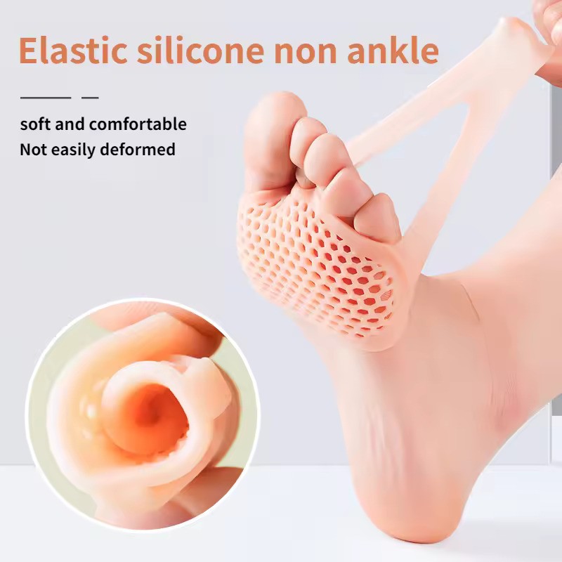 Soft silicone forefoot pads provide non-slip support and pain relief. Perfect for high heels or big shoes. Breathable, stretchable & ultra-comfortable design.
