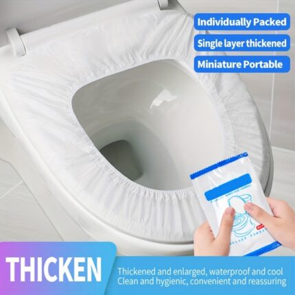 Stay clean and protected wherever you go with our thickened disposable toilet seat covers – individually packed, waterproof, and perfect for travel or public restrooms.